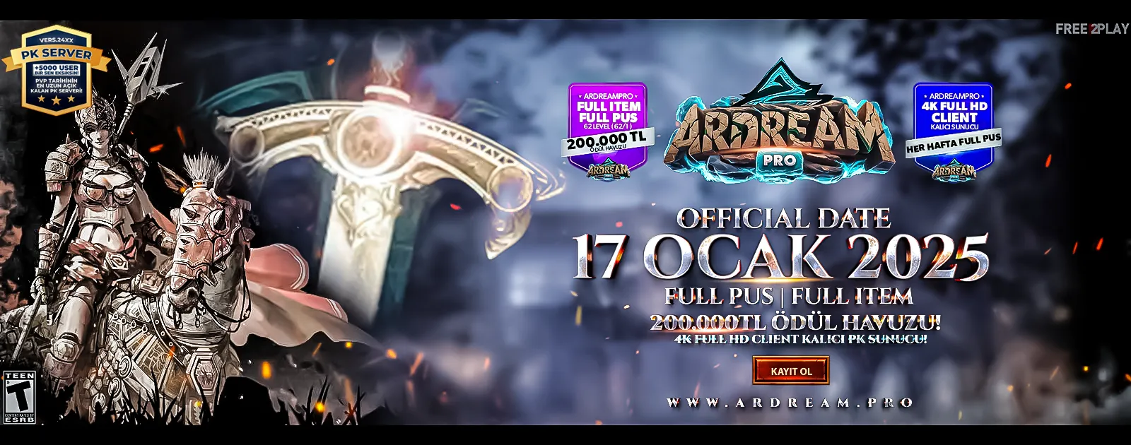 ARDREAM.PRO  [ 62/1 ] PK SERVER Beta: 15 OCAK Çarşamba Offical: 17 OCAK